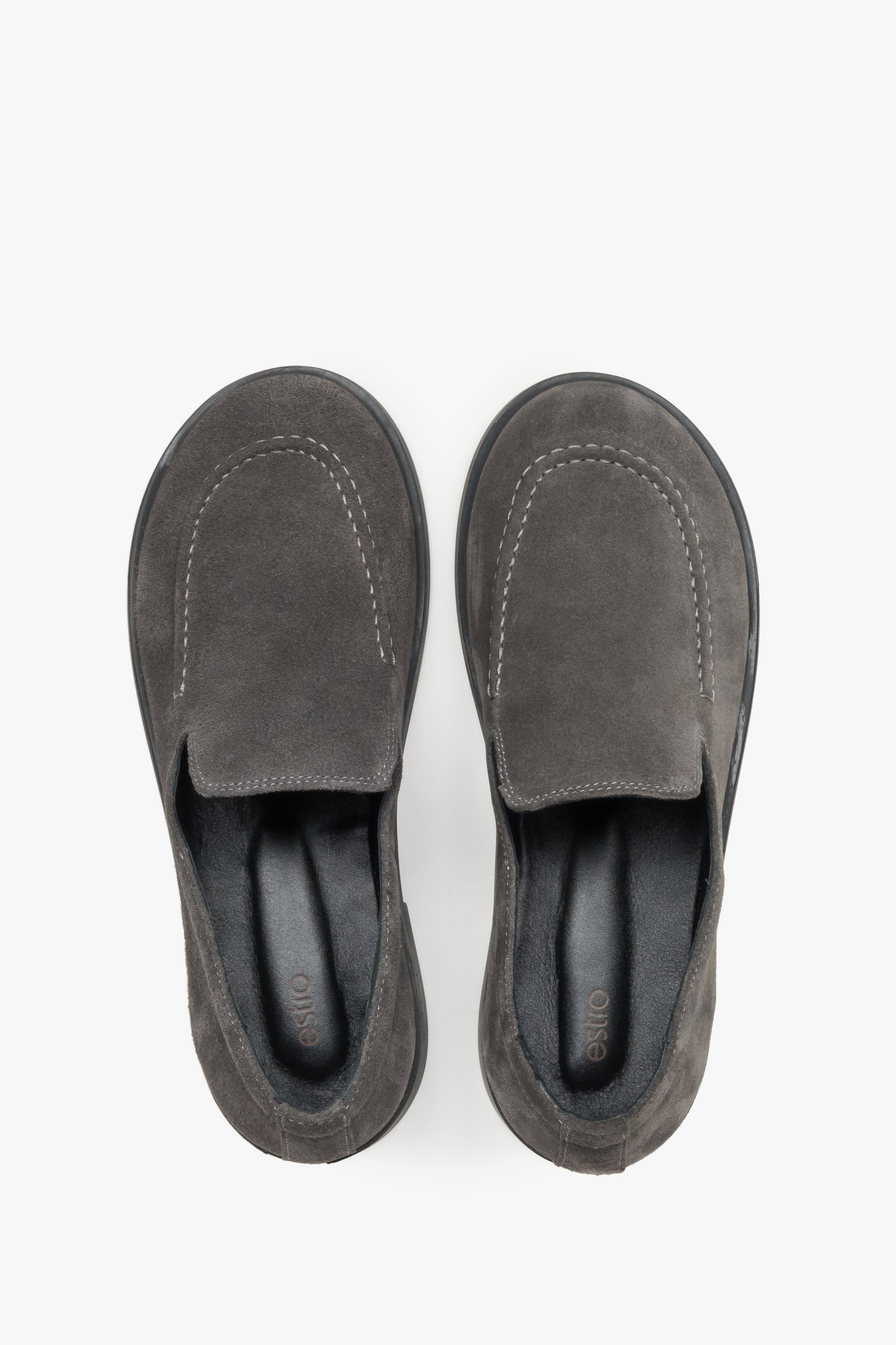 Top view showcasing the soft velour texture and refined grey shade.