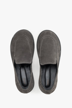 Top view showcasing the soft velour texture and refined grey shade.