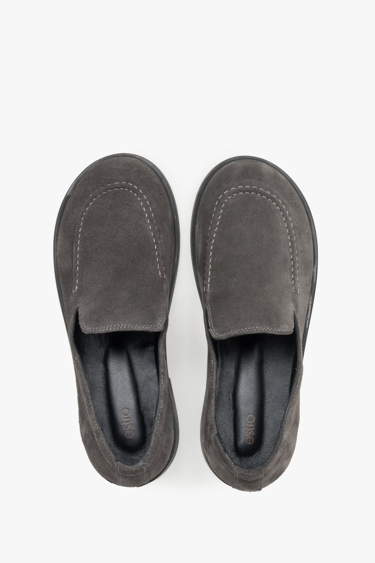Top view showcasing the soft velour texture and refined grey shade.