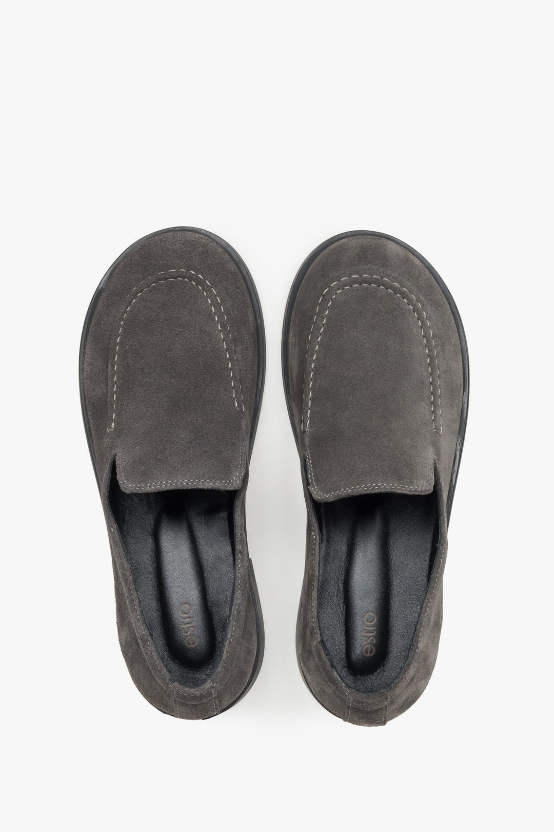 Top view showcasing the soft velour texture and refined grey shade.