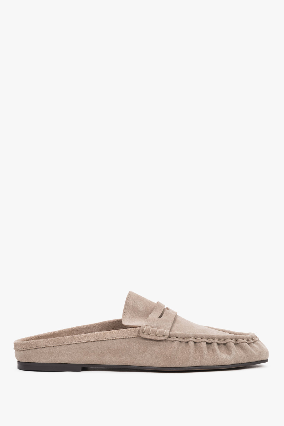 Women’s Grey-Beige Velour Mule Loafers with Closed Toe Estro ER00119868.