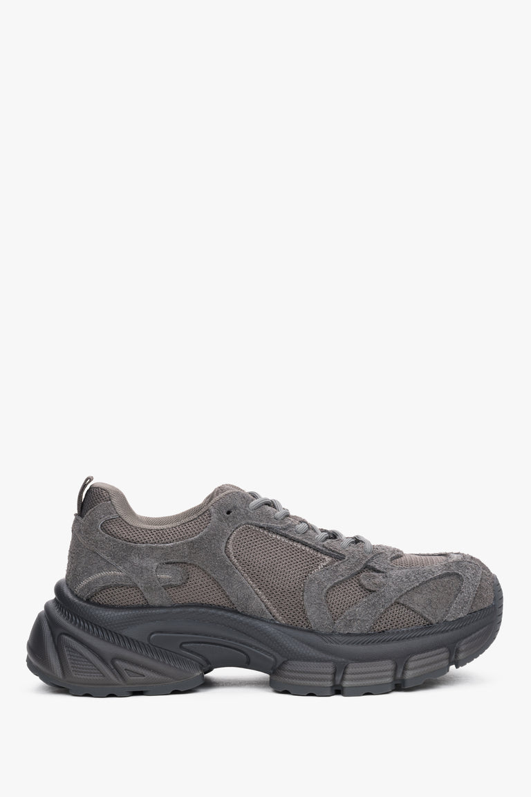 Women's Grey Chunky Sole Sneakers in Genuine Velour and Textile ES8 ER00120359.