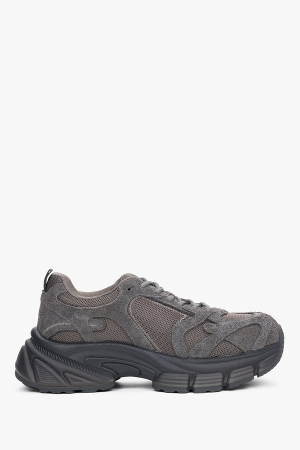Women's Grey Chunky Sole Sneakers in Genuine Velour and Textile ES8 ER00120359.