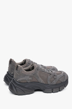Made of natural velour and breathable mesh, women's grey platform sneakers ES8.