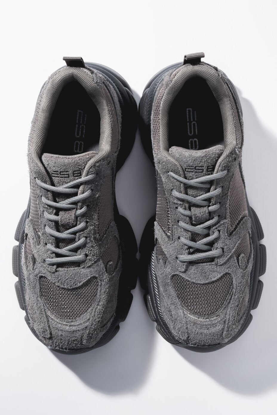 Women's Grey Chunky Sole Sneakers in Genuine Velour and Textile ES8 ER00120359