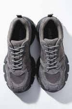 Women's Grey Chunky Sole Sneakers in Genuine Velour and Textile ES8 ER00120359
