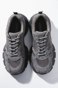 Women's Grey Chunky Sole Sneakers in Genuine Velour and Textile ES8 ER00120359