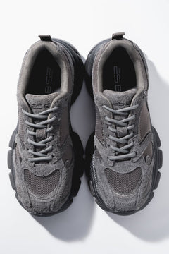 Women's Grey Chunky Sole Sneakers in Genuine Velour and Textile ES8 ER00120359