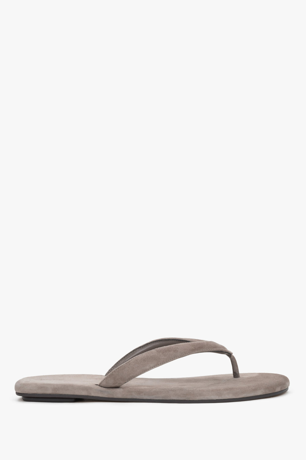 Women’s Grey Flip-Flops made of Soft Genuine Velour Estro ER00119393.