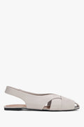 Women's Grey Leather Flat Sandals with Closed Toe & Open Heel Estro ER00119643