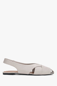 Women's Grey Leather Flat Sandals with Closed Toe & Open Heel Estro ER00119643