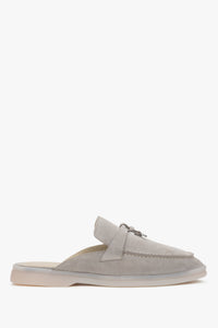 Women’s Grey Mules made of Soft Premium Italian Genuine Velour Estro ER00119046.