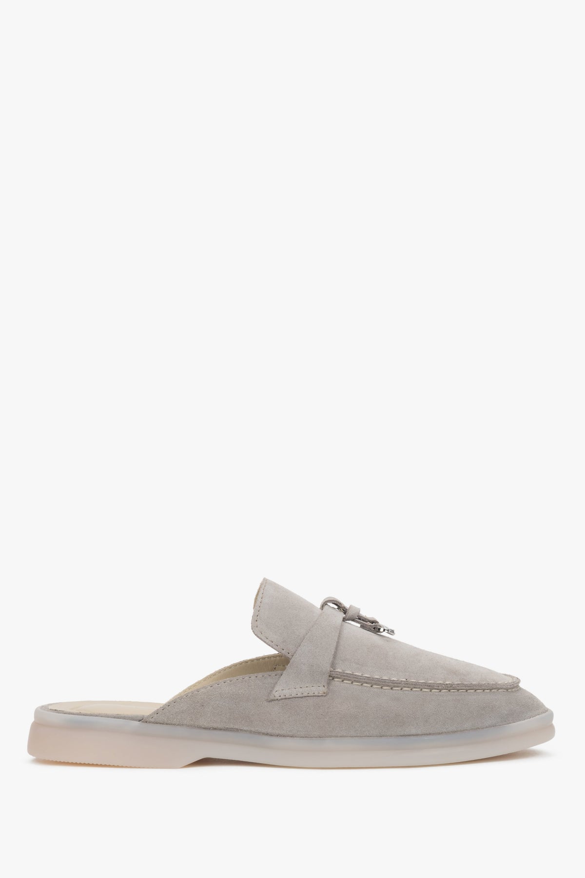 Women’s Grey Mules made of Soft Premium Italian Genuine Velour Estro ER00119046.