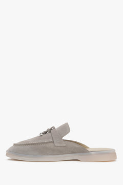 Women's grey mules made of soft Italian premium natural velour Estro.