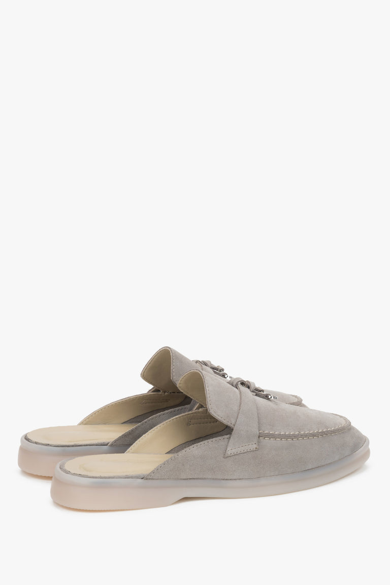 Grey Estro women's mules made of soft Italian premium natural velour.