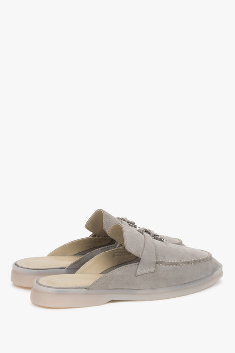 Grey Estro women's mules made of soft Italian premium natural velour.