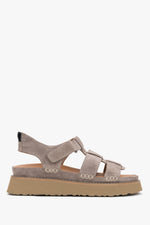 Women’s Grey Platform Sandals made of Genuine Velour with Thick Sole Estro ER00117662.