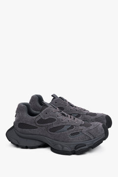 Grey women's velour sneakers by Estro – a clean side profile showing the bold, geometric platform sole.