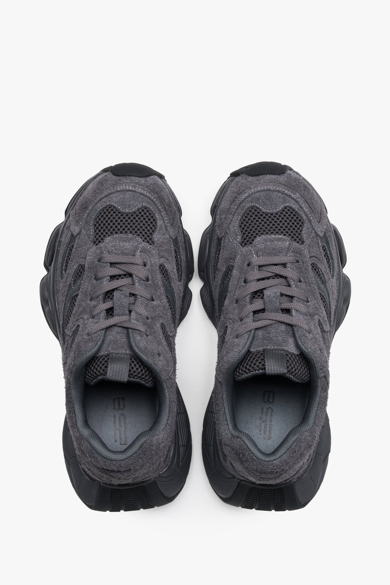 Women's grey sneakers ES8 – a top perspective showcasing the breathable mesh lining and 100% genuine leather insole.