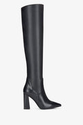 Women's High-Heeled Black Leather Boots Estro ER00113892