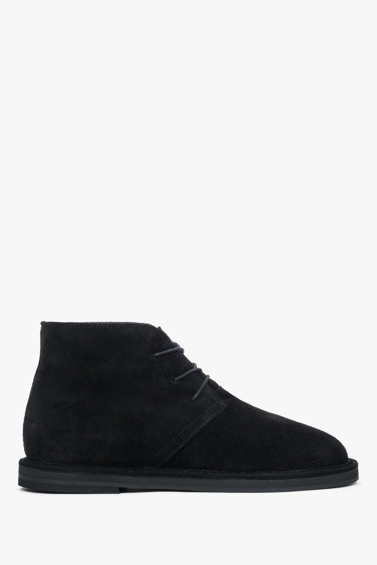 Women's Lace-Up Ankle Boots made of Black Genuine Velour Estro ER00118221.