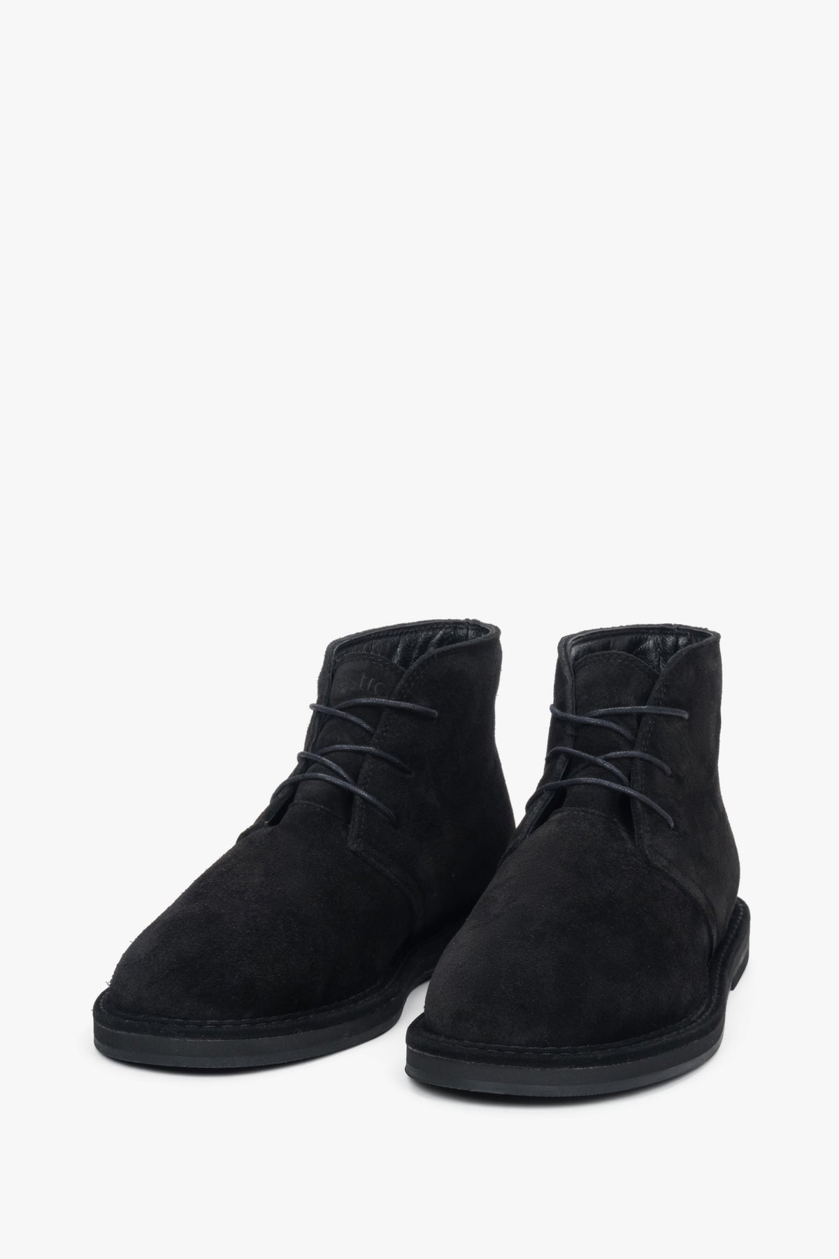 Women's Lace-Up Ankle Boots made of Black Genuine Velour Estro ER00118221.