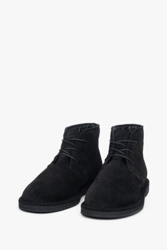 Women's Lace-Up Ankle Boots made of Black Genuine Velour Estro ER00118221.