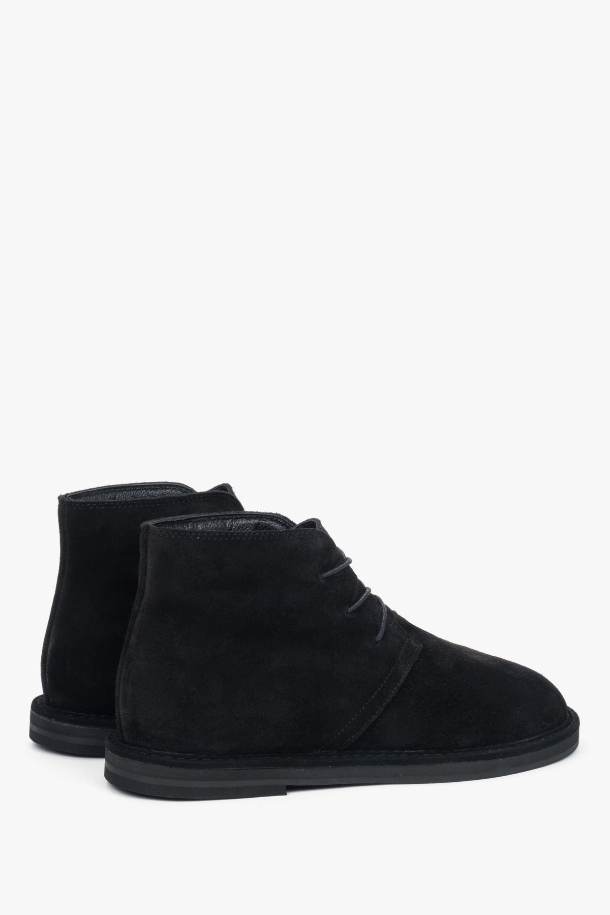 Lace-Up Women's Ankle Boots made of Black Genuine Velour Estro ER00118221.