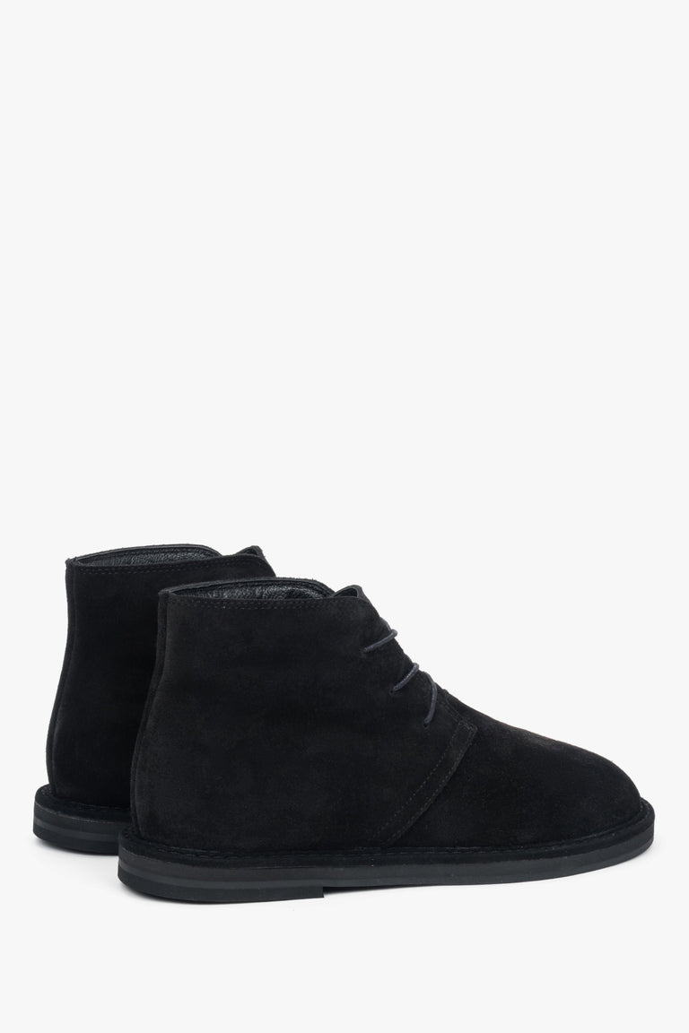Lace-Up Women's Ankle Boots made of Black Genuine Velour Estro ER00118221.