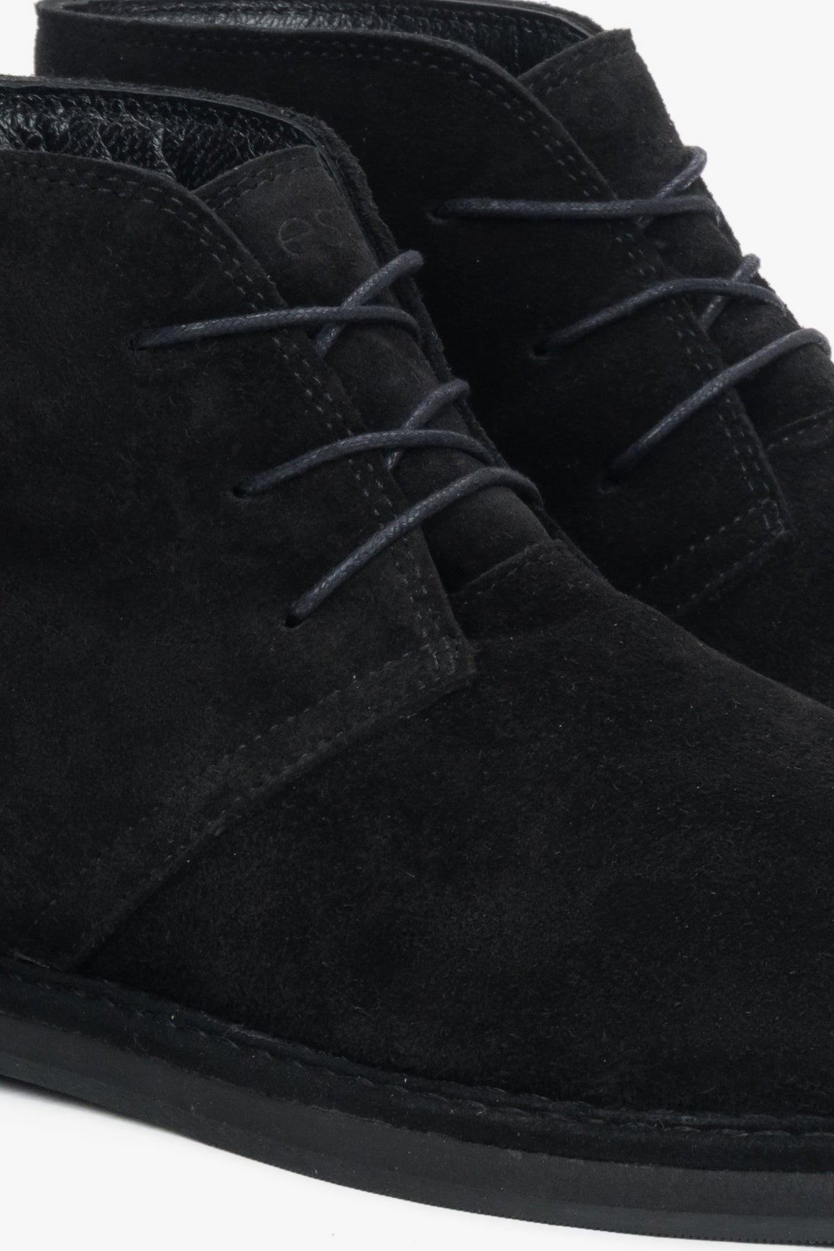 Black Lace-Up Women's Ankle Boots made of Genuine Velour Estro ER00118221.