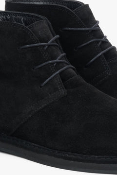 Black Lace-Up Women's Ankle Boots made of Genuine Velour Estro ER00118221.