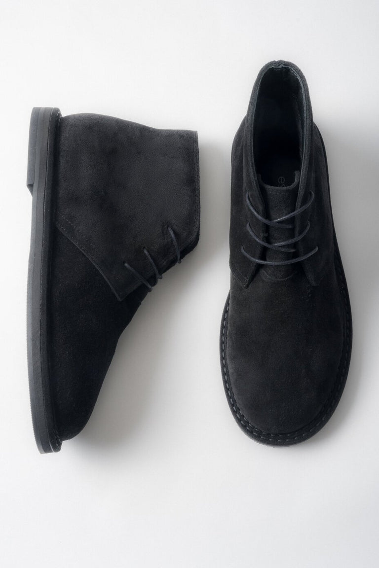 Women's Lace-Up Ankle Boots made of Black Genuine Velour Estro ER00118221