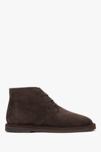 Women's Lace-Up Ankle Boots made of Dark Brown Genuine Velour Estro ER00118222.