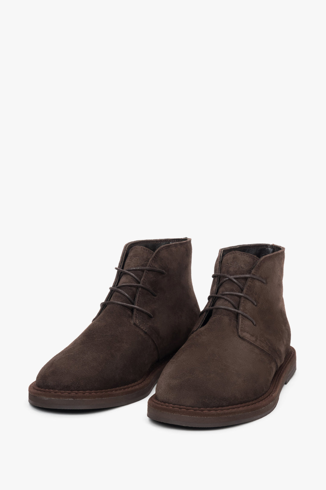 Women’s lace-up ankle boots made of dark brown genuine velour Estro ER00118222.