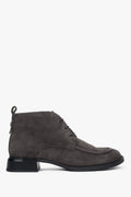 Women's Lace-Up Ankle Boots made of Brown Genuine Velour Estro ER00118240.