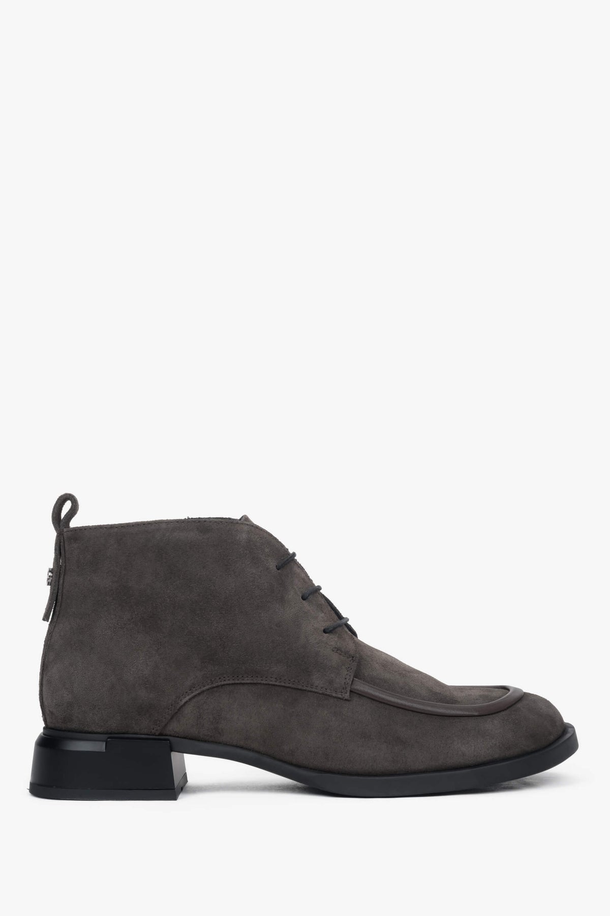 Women's Lace-Up Ankle Boots made of Brown Genuine Velour Estro ER00118240.
