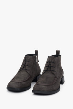 Brown Lace-Up Ankle Boots for Women made of Genuine Velour – Estro ER00118240.