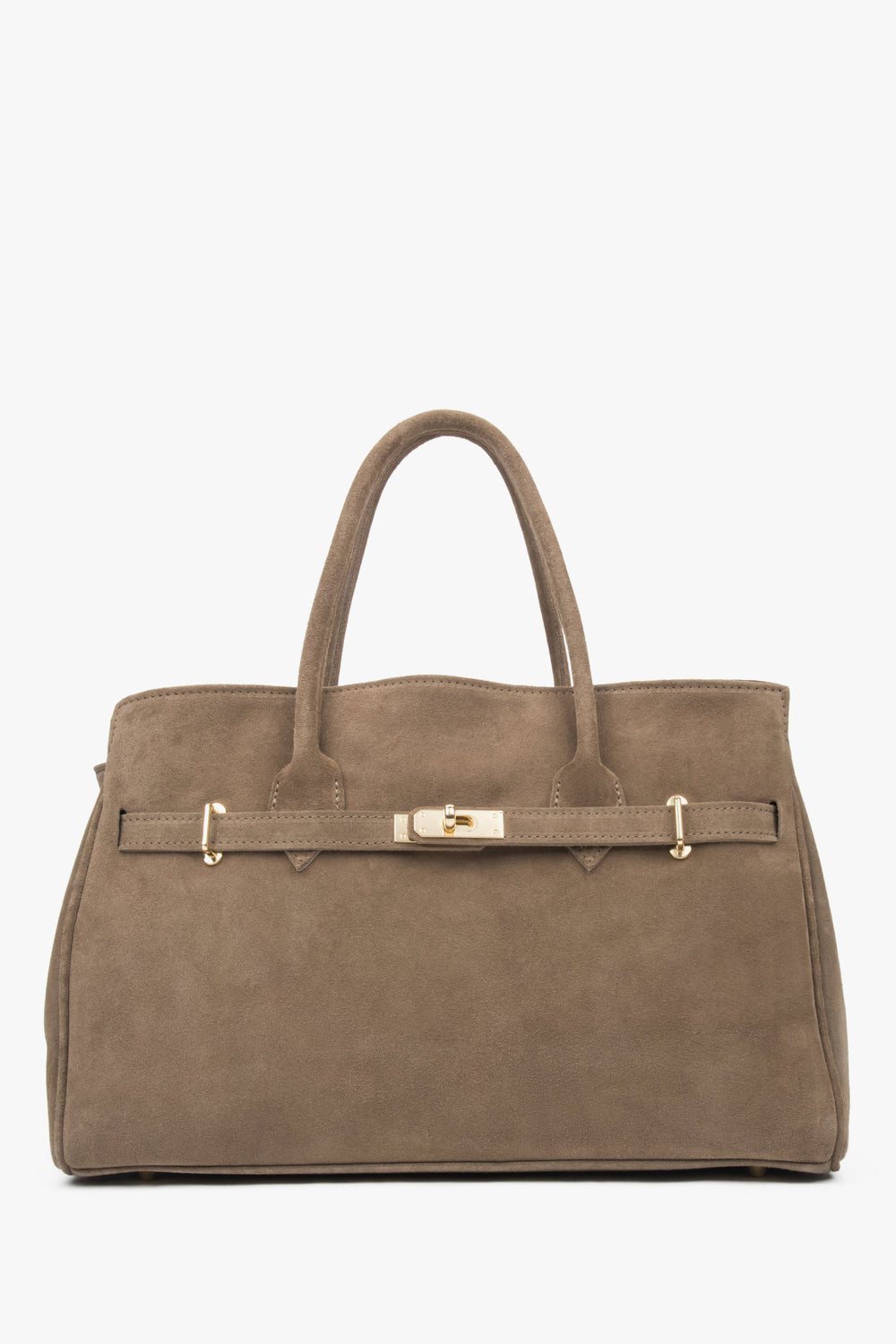 Women's Large Brown Bag made of Premium Italian Genuine Velour Estro ER00117912.