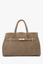 Women's Large Brown Bag made of Premium Italian Genuine Velour Estro ER00117912.
