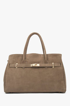 Women's Large Brown Bag made of Premium Italian Genuine Velour Estro ER00117912.