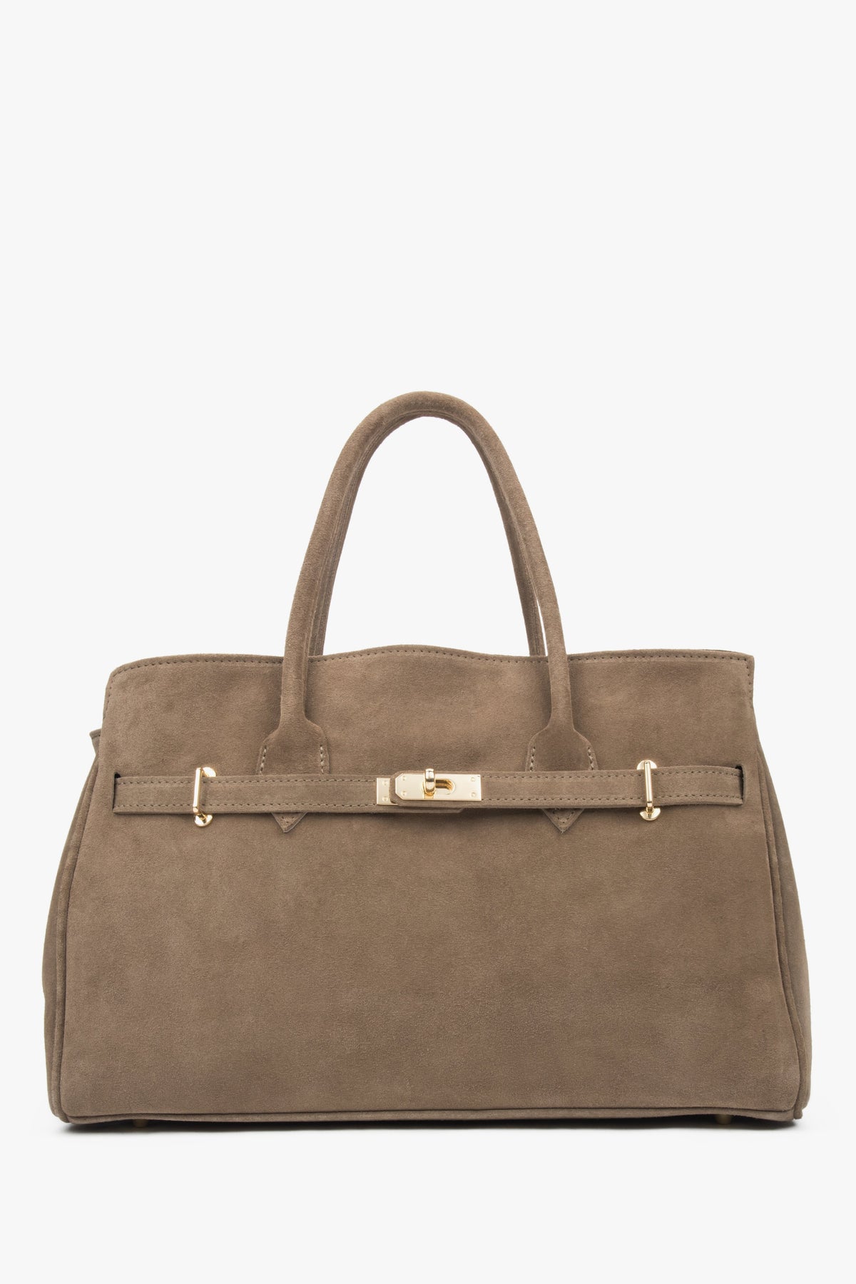 Women's Large Brown Bag made of Premium Italian Genuine Velour Estro ER00117912.