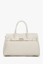 Women's Large Milky Beige Bag made of Premium Italian Genuine Leather Estro ER00117034.