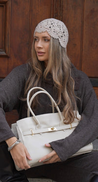Women's Large Milky Beige Bag made of Premium Italian Genuine Leather Estro ER00117034.
