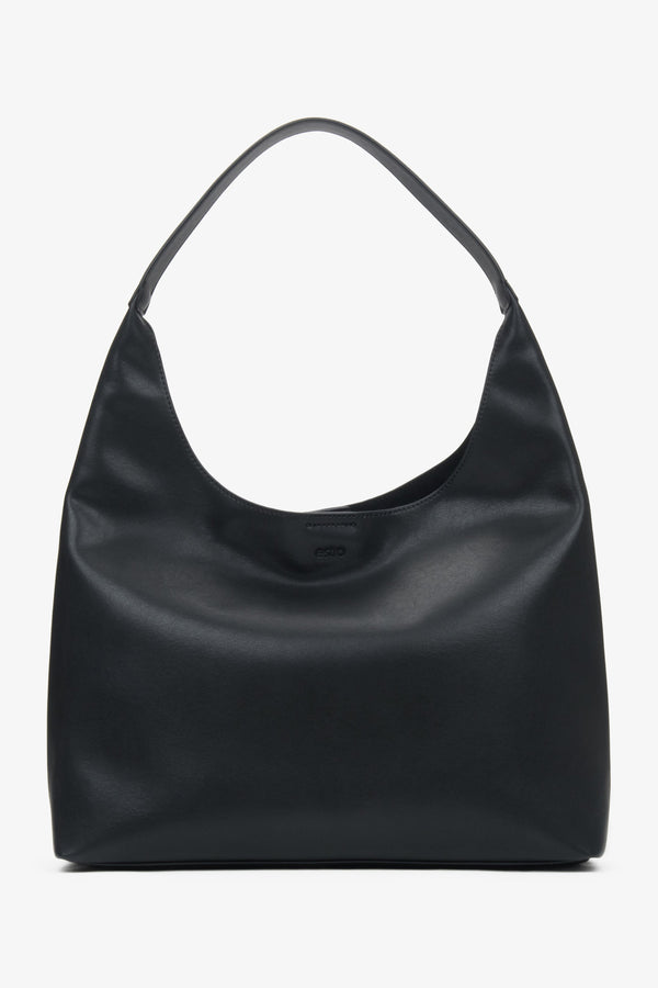 Women's Black Shopper Bag made of Genuine Leather Estro ER00116833.
