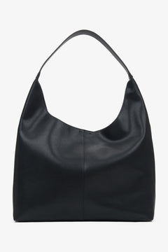 Large black women's shopper bag by Estro, made of genuine leather.