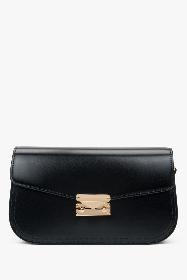 Women's Black Shoulder Bag made of Genuine Leather Estro ER00116842.