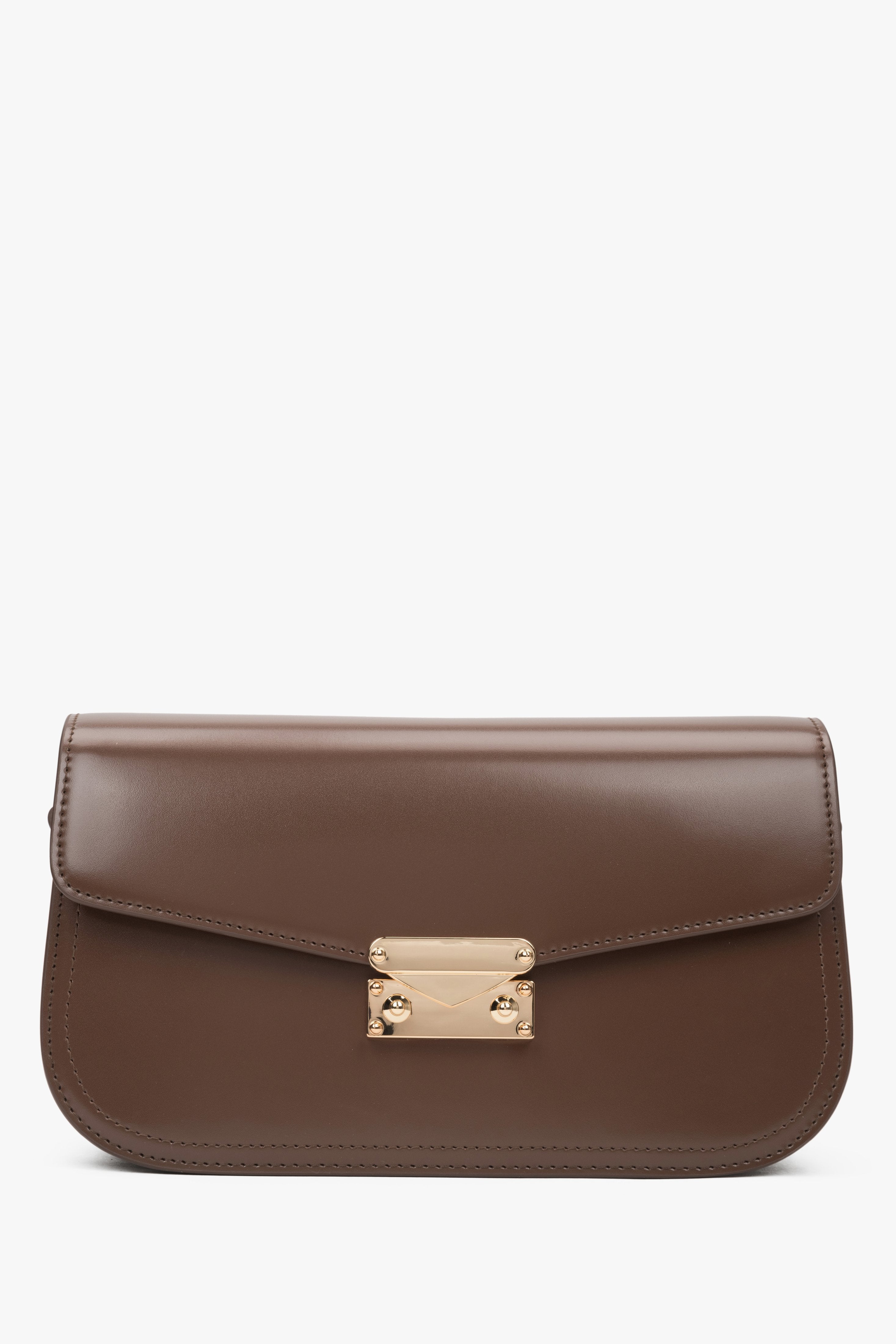 Women's Saddle Brown Shoulder Bag made of Genuine Leather Estro ER00116840.