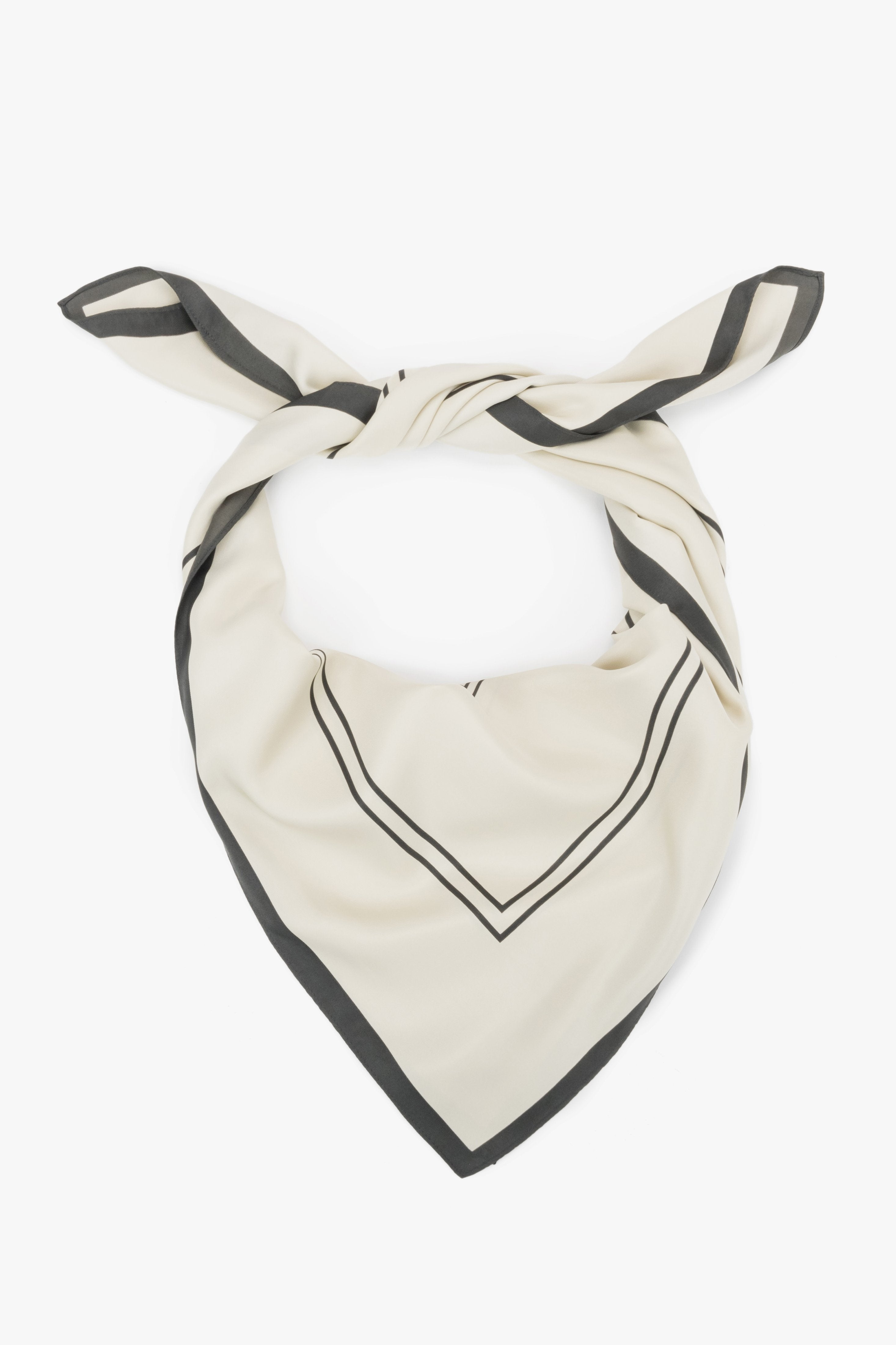 Women's Light Beige and Black Neckerchief with a Subtle Geometric Pattern Estro ER00120134.