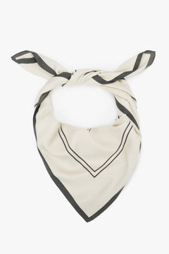Women's Light Beige and Black Neckerchief with a Subtle Geometric Pattern Estro ER00120134.