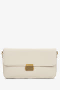 Women's Light Beige Genuine Leather Crossbody Bag with Gold Hardware Estro ER00116639.